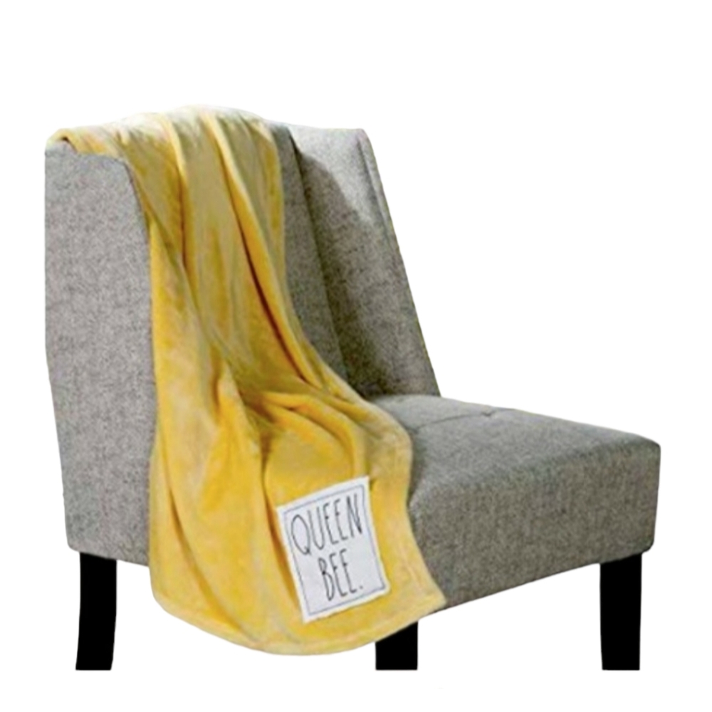 Rae Dunn Queen Bee Plush Blanket Throw 50 x 60 NEW Yellow - Picture 3 of 5